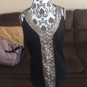 Black and silver sequin tank top